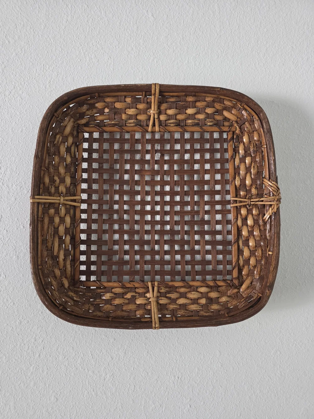 Vintage Brown Woven Rattan Wall Basket